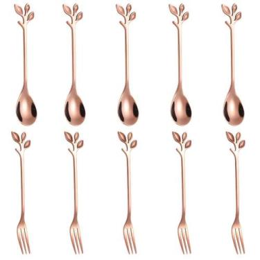 Imagem de Conjunto de utensílios AnSaw, 10 peças, mini colheres e garfos em ouro