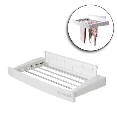 Imagem de Varal Retrátil Mágico Recolhivel Parede 75cm 4 Varetas Maxeb