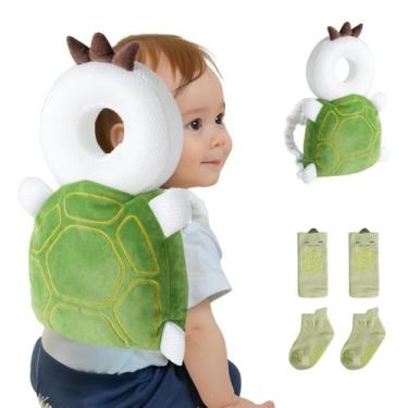 Imagem de Conjunto de protetor de cabeça de bebê JumiLux 9-24 meses Turtle Green