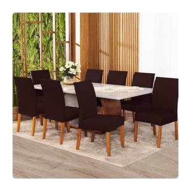 Imagem de Kit 8 Capas de Cadeira Malha Gel - Lenharo Enxovais, TABACO