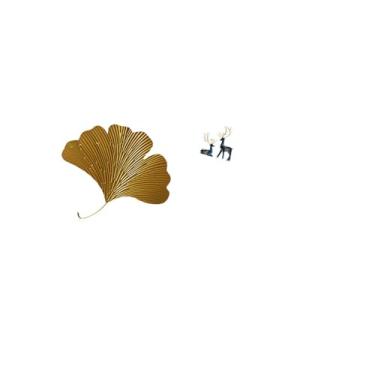 Imagem de Fenteer Elegantes Folhas de Ginkgo E Estátuas de Rena, Decoração de Parede para Sala de Estar, Escritório, Hotel, Sala de Jantar, Restaurante, Fazenda, Escult