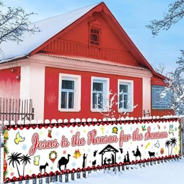 Imagem de AIBIIN Banner de jardim para decoração de Natal de presépio, Jesus é a razão para a estação, sinal de Natal, cena ao ar livre, manjedoura, Jesus religioso, decorações de Natal, decoração de Natal 248