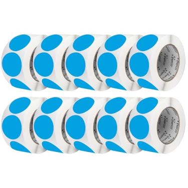 Imagem de Perco Etiquetas de adesivos de ponto circular perfurado azul claro de 7,5 cm — 10 rolos, 5.000 adesivos redondos — com adesivo permanente para caixas de mudança, sinalização de venda, monitores