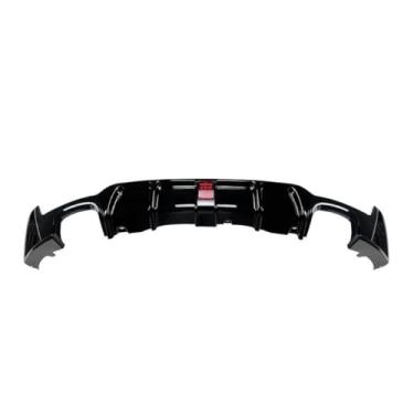 Imagem de Lábio de spoiler do para-choque traseiro do carro compatível com 4 séries F32 F33 F36 M Sport 2014-2020 MP estilo para-choque protetor protetor acessórios (saída dupla bilateral luz brilhante preto)
