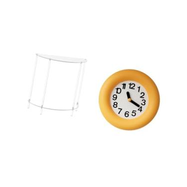 Imagem de Fenteer Mesa de Centro Acrílica para Espaços Pequenos com Relógio Redondo Contemporâneo de Madeira, Mesa de Cabeceira Silenciosa E Anti-taque para Decor