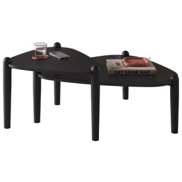 Imagem de Kit 02 Mesas De Centro Para Sala De Estar Pés Madeira Trium A03 Nero P