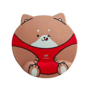 Imagem de Mouse Pad C3Tech MP500RD Ergonômico Gato Vermelho Com Apoio Gel