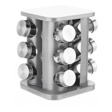 Imagem de Porta Tempero Base Giratório Inox 12 Potes - zhenkang