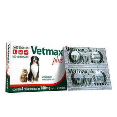 Imagem de Vermífugo Vetmax Plus para Cães e Gatos Vetnil 700mg 4 comprimidos