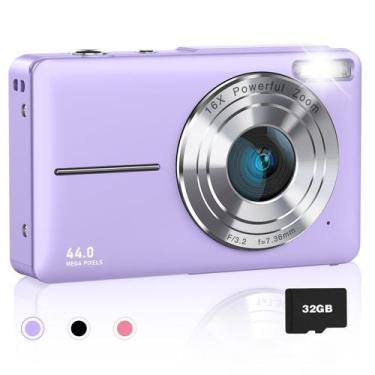Imagem de Câmera digital AiTechny FHD 1080P Kids 44MP roxa com 32GB