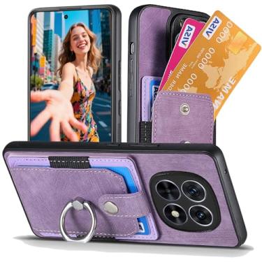 Imagem de Ephoou Capa carteira para Xiaomi Redmi Note 15 5G com suporte elástico para cartão e suporte giratório de 360°, capa vintage de couro PU com suporte fino à prova de choque para Redmi Note 15 5G