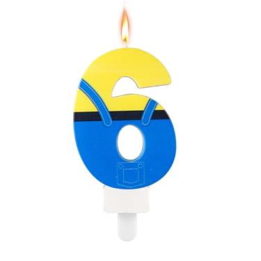 Imagem de Velas temáticas de anime, velas de aniversário de desenho animado azul e amarelo bonito jeans azul desenho animado feliz aniversário velas número velas de aniversário decorações de bolo de aniversário