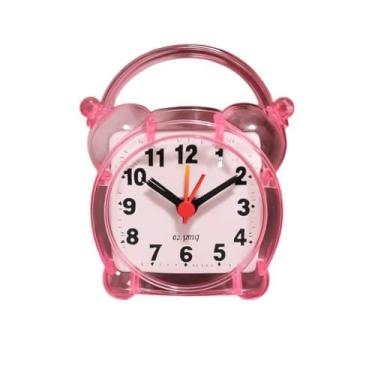 Imagem de Relógio de Mesa Despertador Analógico Quartz Alarme de Cabeceira Despertador de Mesa para Quarto e Escritório | Relógio com Alarme Ajustável e Design Moderno (Rosa B)