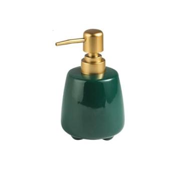 Imagem de Dispensador de sabão Dispensador de sabonete líquido recarregável cerâmica 320 ml com bomba para banheiro e bancada(Green)