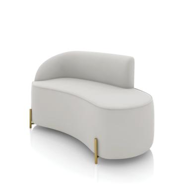 Imagem de Sofá 2 Lugares Orgânico 140cm Pé Dourado Morgan Veludo Cinza D03 - D'Rossi