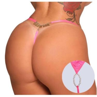 Imagem de Fio Dental Tailandesa Rosa Strass Frases Tallyta, Safada