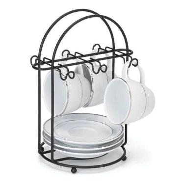 Imagem de 2X Suporte Organizador Para Xícaras E Pires De Café Aço Pret