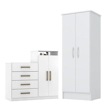 Imagem de Cômoda Sapateira áurea E Armário Multiuso Viena Branco – Demóbile