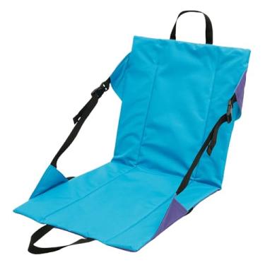 Imagem de Almofada de assento portátil para estádio com suporte para as costas 600D Oxford banco dobrável para uso externo tapete ajustável para cadeira de estádio comporta até 100 kg para acampamento (azul)