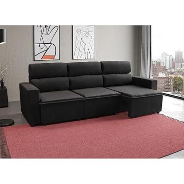 Imagem de Sofá 3 Lugares Retrátil e Reclinável Hanôver II Suede Preto 210 cm