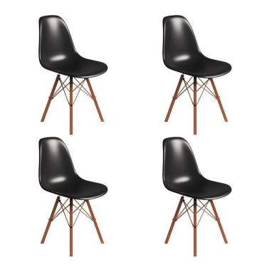 Imagem de Conjunto 4 Cadeiras Eames Tubo Ferro Cobre Assento Preto