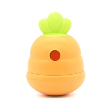 Imagem de AMOMI PET Brinquedo interativo para cães com distribuição de guloseimas, borracha natural para cães, design de brinquedo roly-poly em forma de cenoura, bola de quebra-cabeça de comida preenchível para