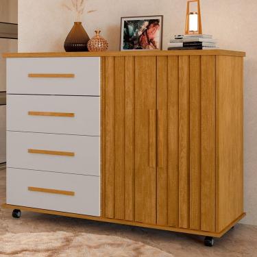 Imagem de Cômoda 2 Portas e 4 Gavetas Ripado Lady Marrom