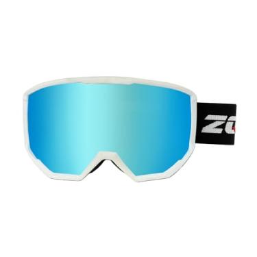 Imagem de ANSUNDA Óculos de esqui OTG, óculos de neve e snowboard esportivo para jovens adultos 100% proteção UV400 antiembaçamento (armação branca alça preta - lente azul gelo Revo (Vlt 16%))