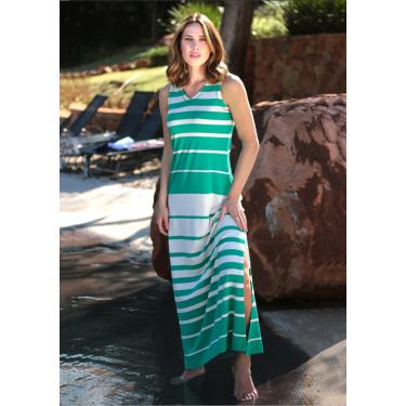 Imagem de Vestido Longo Pau a Pique Listrado Verde