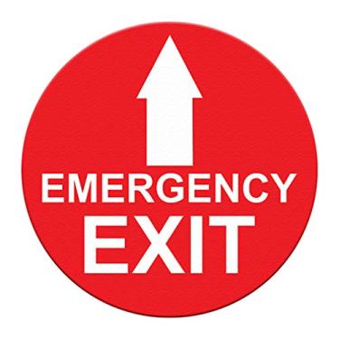 Imagem de Adesivos de piso de saída de emergência área vermelha antiderrapante forma redonda B estilo de vida adesivos de placas industriais 43 cm mais longo lado