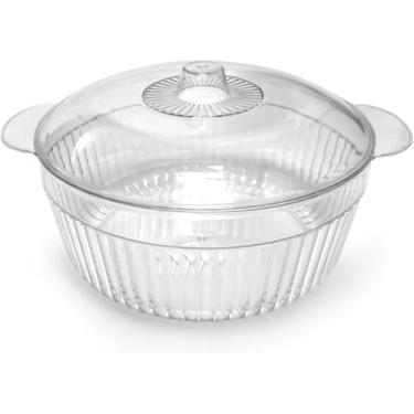 Imagem de Saladeira de Plástico Transparente com Tampa, para Frutas, Lanches, Saladas e Sobremesas (3 Litros)