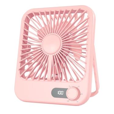 Imagem de RITHUS Ventilador de mesa pequeno, ventilador de viagem portátil fino para dormir com 100 velocidades, display digital, ventilador operado por bateria recarregável para escritório, quarto, cruzeiro