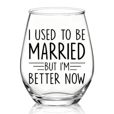 Imagem de XQLZY I Used To Be Married But I'M Better Now Taça de vinho sem haste, presentes engraçados de taça de vinho de divórcio para separação de mulheres solteiras mãe tia melhor amiga, presentes de Natal e