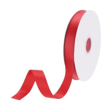 Imagem de DMiotech Fita de cetim de 5/20.3 cm 50 jardas fita de gorgorão fina de tecido dupla face para embrulho de presente floral buquê de flores, vermelho