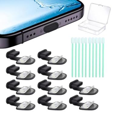 Imagem de Pacote com 10 plugues de poeira USB C, capa antipoeira para porta de carregamento de telefone, tampa de porta tipo C de ajuste seguro para iPhone 15 16 17 Air/Pro/Max, Samsung Galaxy, iPad...