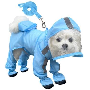 Imagem de Capa de chuva para cães IOICYBF refletiva impermeável com capuz para c