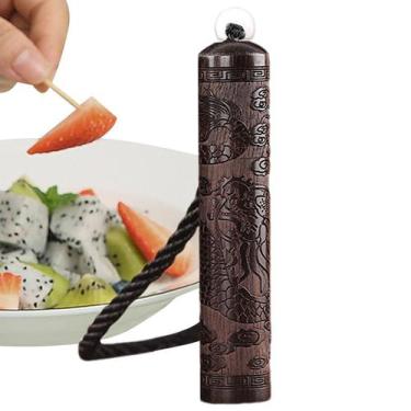 Imagem de Bolsa artesanal de madeira de ébano com bolso para palitos - Marca Pró