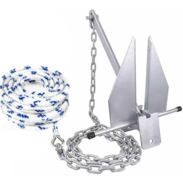 Imagem de Lebenswuerze Kit de âncora de barco resistente com corrente de âncora, manilha e corda de âncora, âncora Danforth de 4,5 kg, âncora de barco para pontões, botes, barcos de pesca, barcos baixos, barcos
