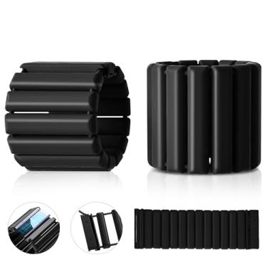 Imagem de Conjunto de 2 pesos de pulso e tornozelo para mulheres e homens, conjunto de 2 pesos magnéticos ajustáveis (500 g cada), conjunto de pulseiras pesadas de silicone preto para pilates, ioga, corrida e