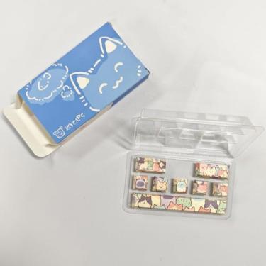 Imagem de LYCHEEGAMI PBT keycap Cartoon Anime Cherry 5-Side Dye Sublimation ESC Large Keys Enter 6.25u Space Bar Supplement Mechanical Keyboard Replacement keycap for TTC Cherry Switch (Cute Cat-8 Pieces)