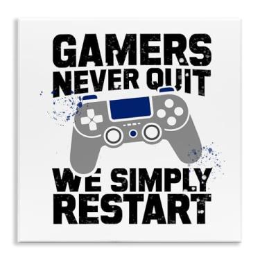 Imagem de Stupell Industries Simply Restart Gamer Motivation Wall Plaque Art, design por Kim Allen, 12 x 12