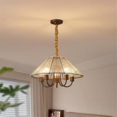 Imagem de Luminária pendente contemporânea para restaurante, estilo francês retrô, para sala de estar, quarto, escritório, villa, quartos de hotel, balcão de bar, café, casa de chá, corredor (C D50CM)