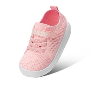 Imagem de BICLUD Tênis infantil – Tênis de caminhada respirável para meninos e meninas, leve e descalço para bebês, rosa, 12 Toddler