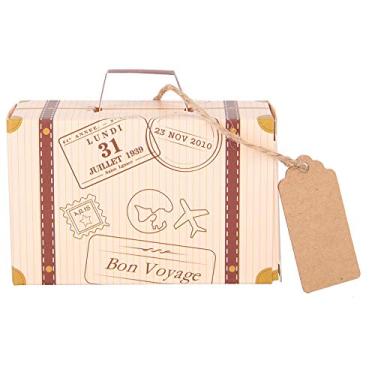 Imagem de Generic Caixas de Lembrancinhas de Mala Vintage, Tema de Viagem, Festa, Casamento, Decoração, Bolsa de Presente para Doces, Joias, 50 Peças