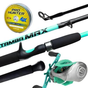 Imagem de Jaú Pesca Kit Vara New Tamba Max 30-60lbs, Carretilha Spider BG 300 Acqua, Linha Pro Hunter 4X, Verde e Preto, para Pesca de Peixes Grandes (1.83m, Destro)