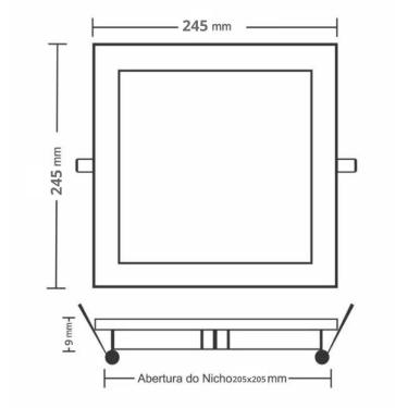 Imagem de Painel Led Taschibra Quadrado Embutir 18+6w Dual Color Black Bivolt