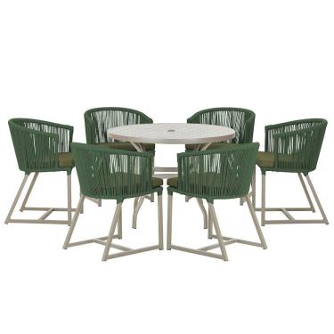 Imagem de Mesa e 6 Cadeiras De Jantar Noronha Fendi E13 Trama Original Verde