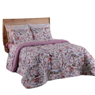 Imagem de Coberdrom Solteiro Em Malha De Algodão Fio Penteado - Rosê