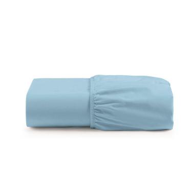 Imagem de Lençol De Baixo Casal Padrão Avulso Com Elástico Luiza Algodão Percal 180 Fios - Azul