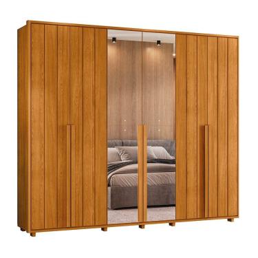 Imagem de Guarda-roupa Casal Volpi Ripado 6 Portas 6 Gavetas 2 Portas C/ Espelho - 7 Decor Cinamomo